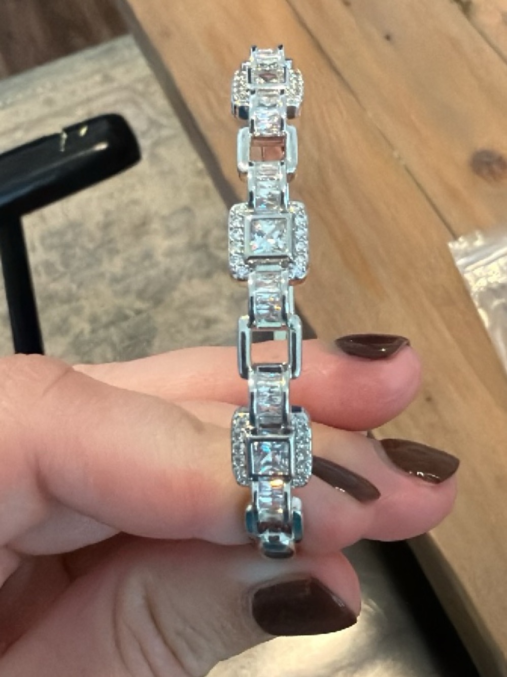 Adina Eden Silver Cubic Zirconia Link Bracelet with Clear Stones